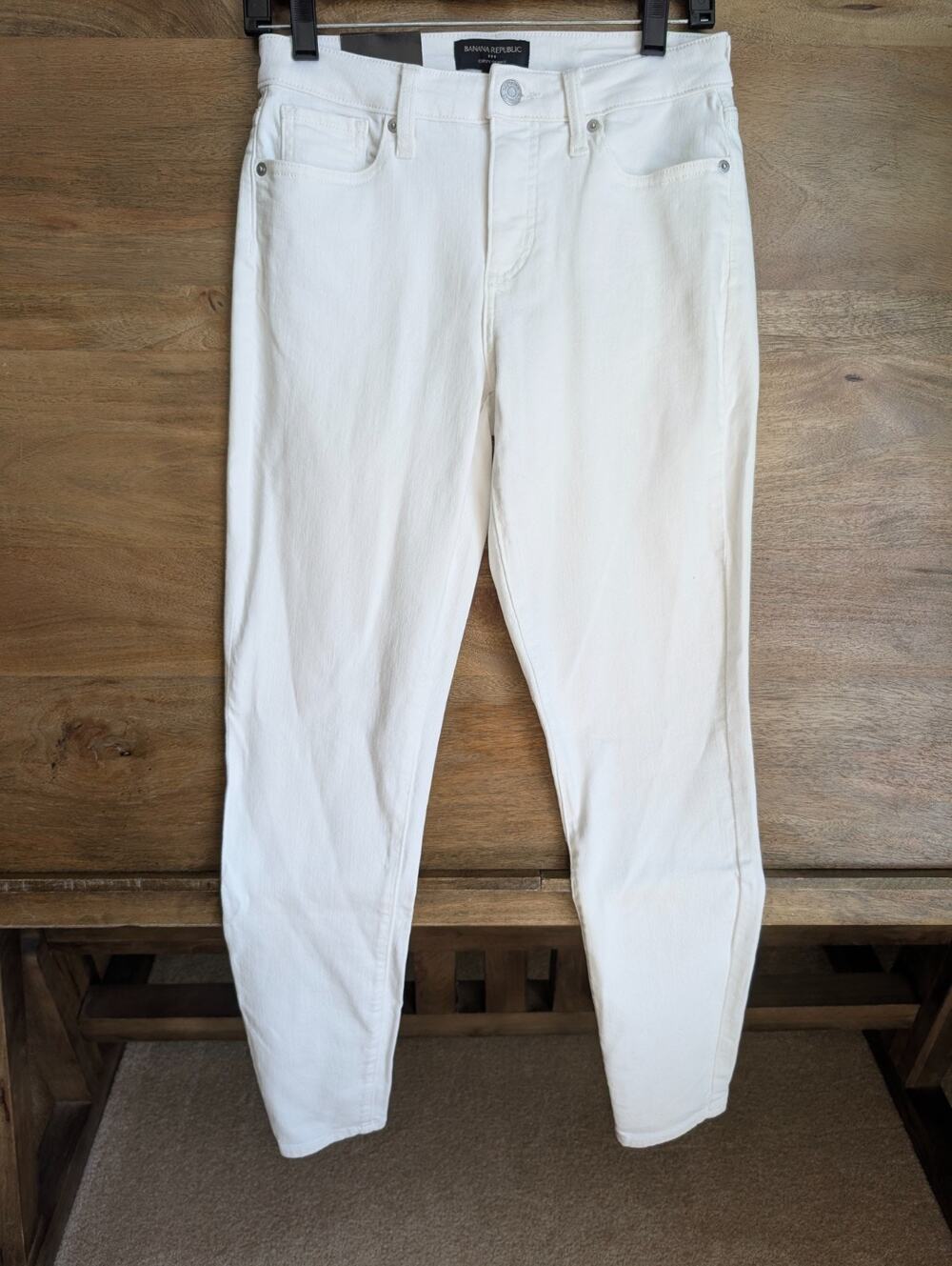 NWT Banana Republic Curvy Vintage Jeans Women 26/2 Tall White Stretch Skinny Leg